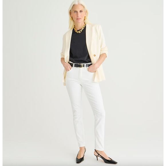 J.Crew 9" Mid Rise Toothpick Jean White Stretch Classic Ankle Skinny US 27 NWT - Picture 1 of 15